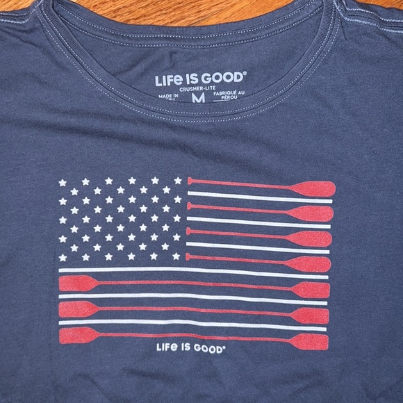 Life Is Good Crusher-Lite USA America Flag Themed Women’s T-Shirt Size Medium - Picture 3 of 6
